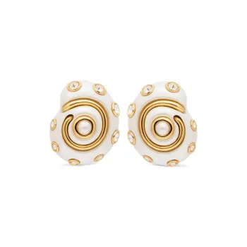 KENNETH JAY LANE Rhinestone Earrings Women's White/Gold
