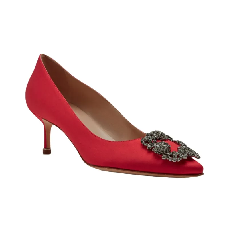 MANOLO BLAHNIK Hangisi Slim Heel High Heels 5cm Women's Red-2