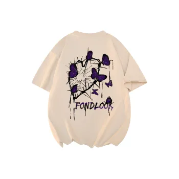 FONDLOOK T Shirts Unisex Light Beige Apricot