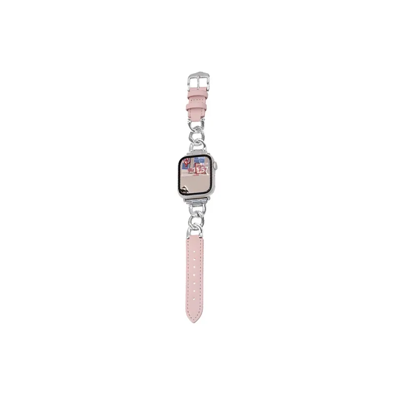 KVZUVUU Apple Compatibility Watch Band Metal, Leather Material-6