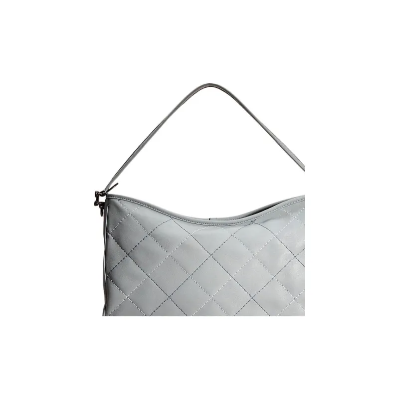 COACH Hobo Smooth Leather Hobo Bag, One Shoulder Handbag Tubas Women's Light Blue-3