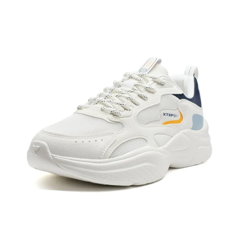 XTEP Cushioning Lightweight Low Top Chunky Sneakers Men's White Blue Orange-1