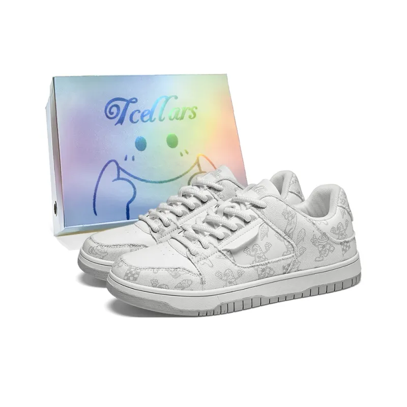TCELLARS Cushioning, Abrasion Resistant, Height Increasing Low Top Skateboard Shoes Unisex Panda White-36