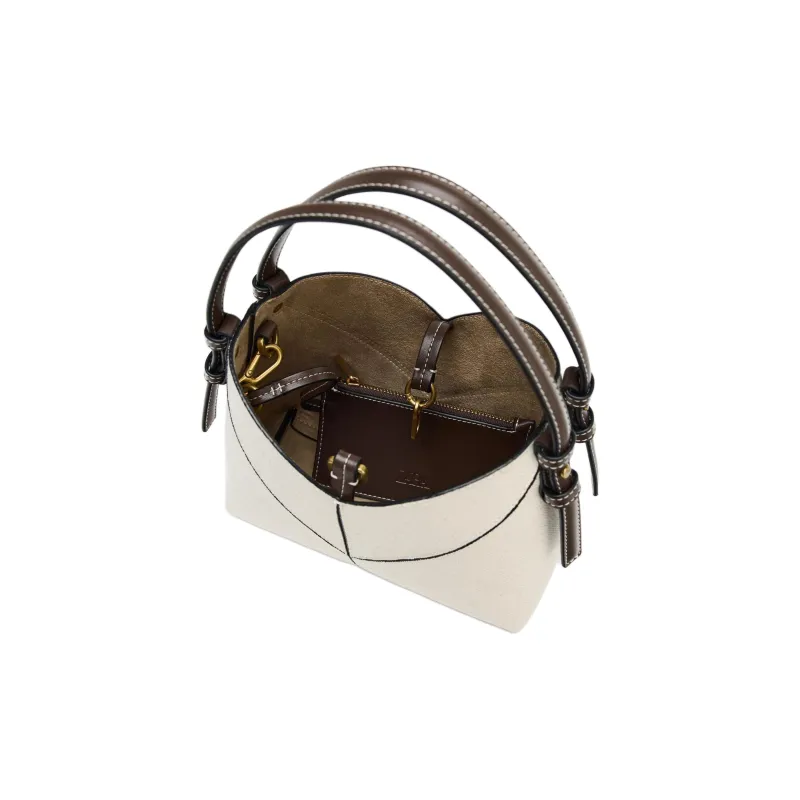 ZARA Cotton Tote Bag, Shopping Bag, Shoulder Bag, Crossbody Bag, Handbag Mini Women's White-4