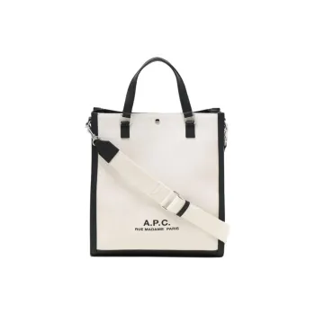 A.P.C Calfskin With Canvas Bag, Handbag Men's White & Black