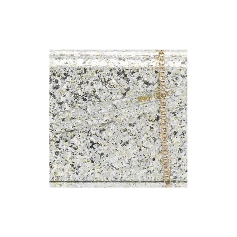 Jimmy Choo Coarse Glitter Acrylic Handbag Clutch Women's Gray-1