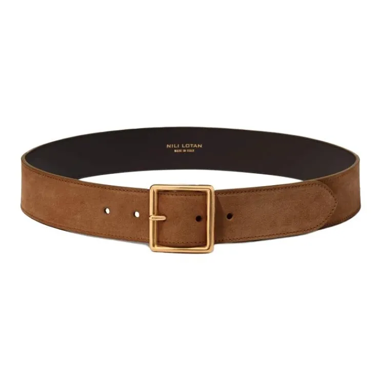NILI LOTAN Copper, Calfskin Leather Belts Unisex Brown -0