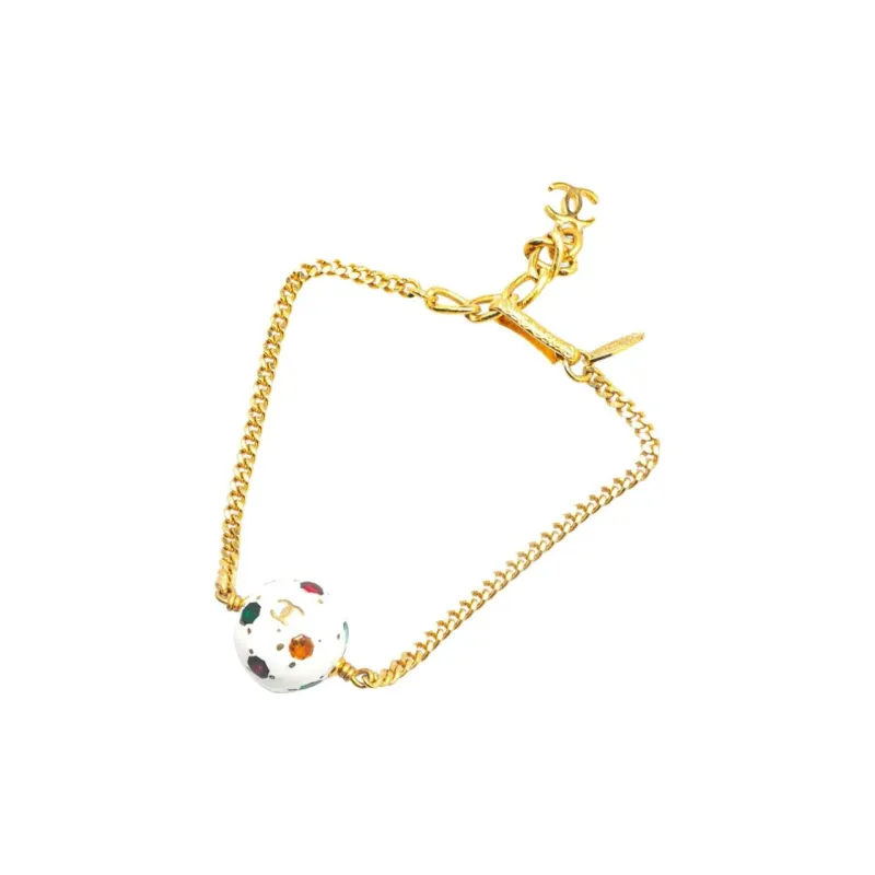 CHANEL 1998 Gold Plated Soccer Ball Charm Bracelet Costume Bracelet-2