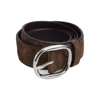 Bottega Veneta Calfskin, Suede Leather Belts Men's Brown 3.5CM