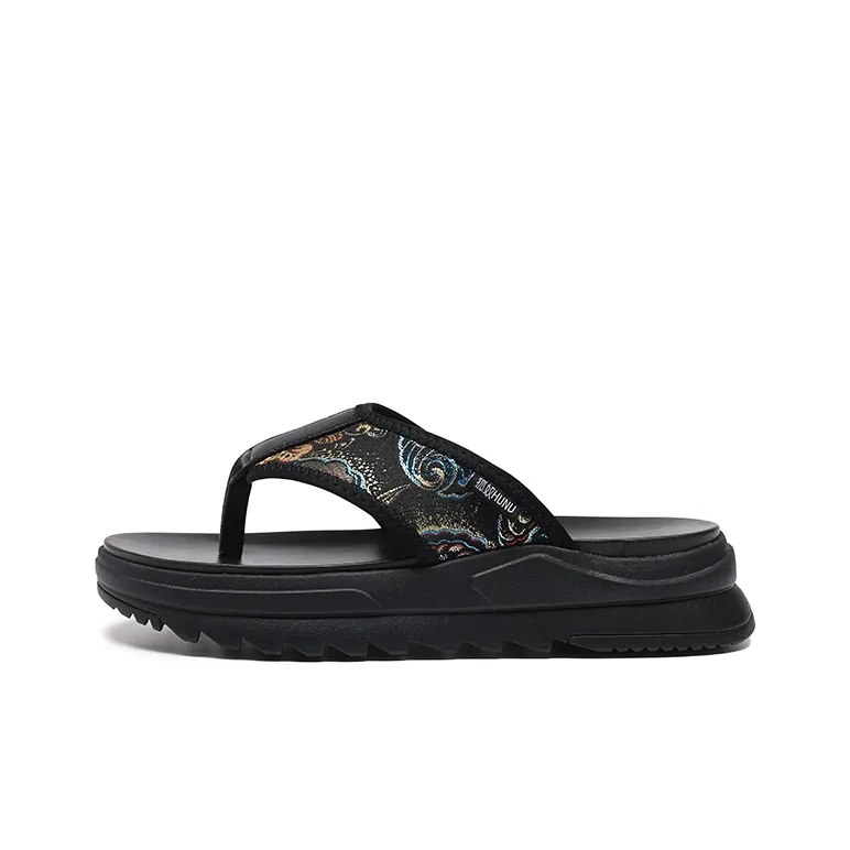 HUNU Slip Resistant Flip Flops Men's Black-0