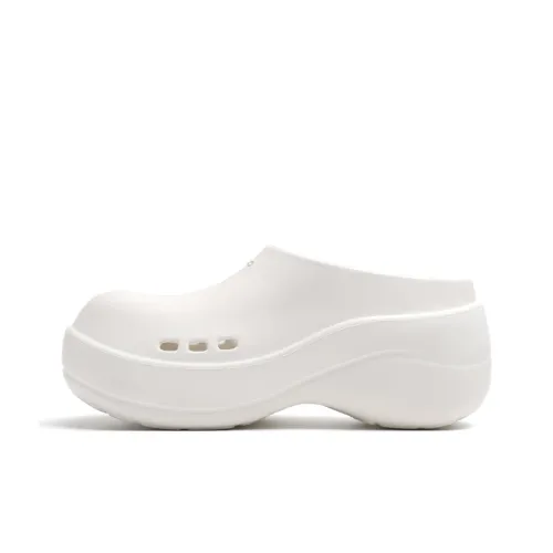 Mule Donkey Slip Resistant Closed Toe Slippers Women's White