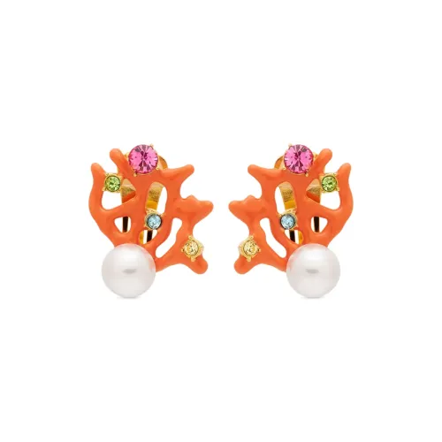 KENNETH JAY LANE Artificial Pearl Clip On Earrings Women's Orange