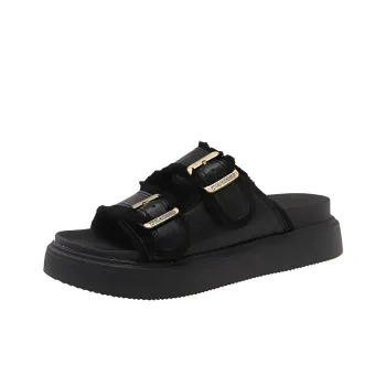 LXVB Slide Slippers Women's Black/Ecru/Yellow/Silver