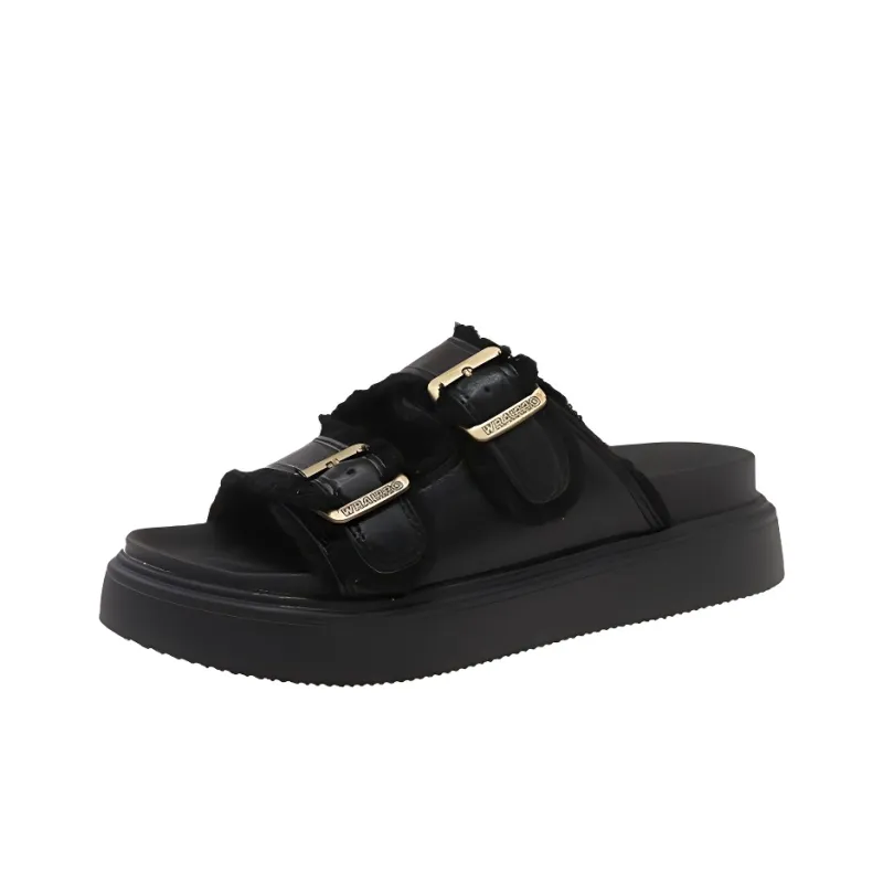 LXVB Slide Slippers Women's Black/Ecru/Yellow/Silver-0