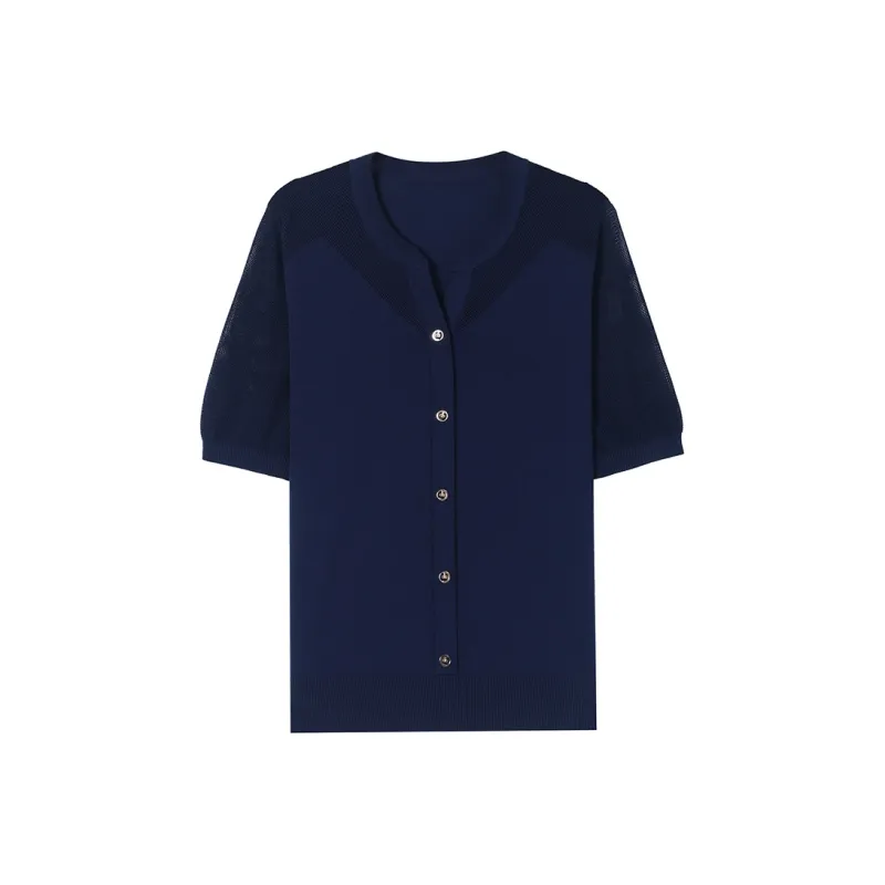 Mu Qingqing T Shirts Women's Navy Blue-0