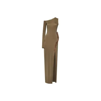 Nensi Dojaka Frill detail Asymmetric Maxi Dress