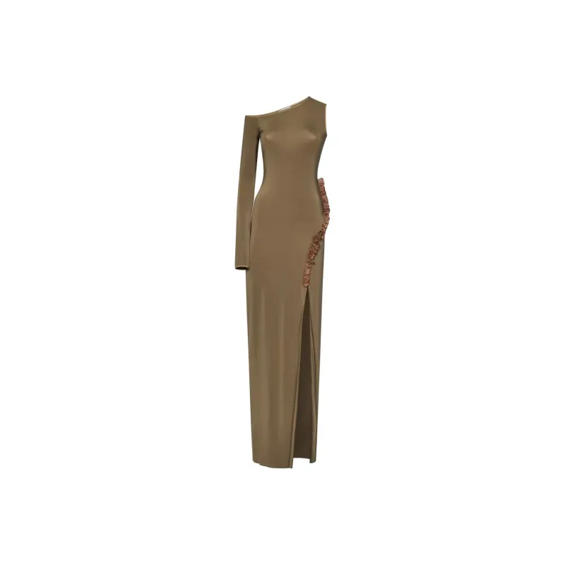 Nensi Dojaka Frill detail Asymmetric Maxi Dress-0