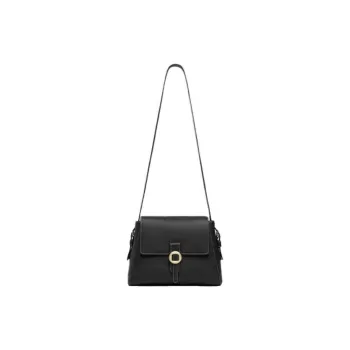 ZESH Litchi Grain Calfskin Crossbody Bag, Shoulder Bag Medium Size Women's Black