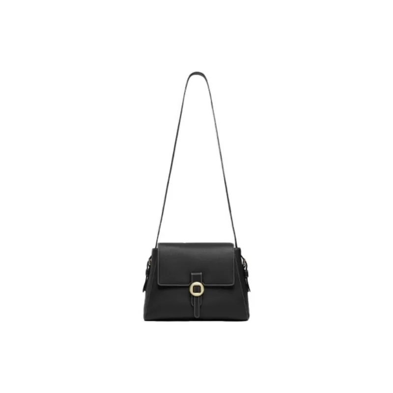 ZESH Litchi Grain Calfskin Crossbody Bag, Shoulder Bag Medium Size Women's Black-0