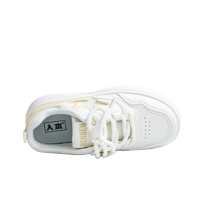 RENBEN Lightweight And Breathable Low Top Skateboard Shoes Women's Beige Yellow-4