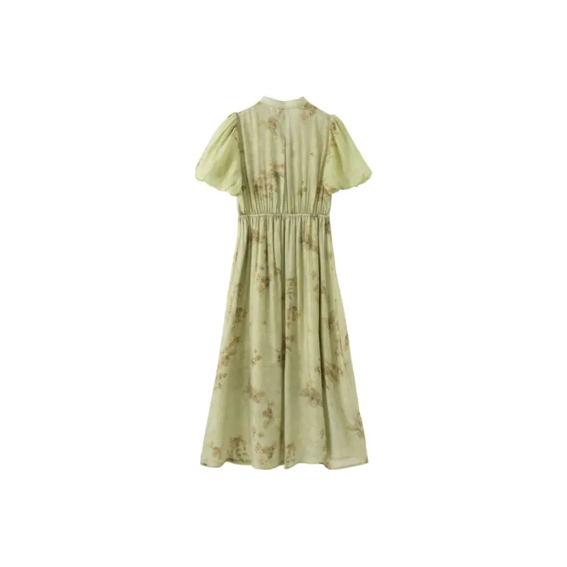 Homemade Willow Silk Summer Short Sleeved Dress Women's-1