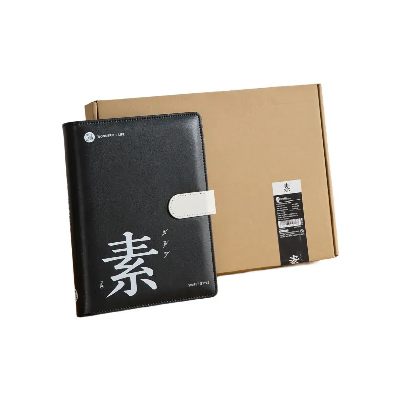 SANNIANERBAN Fashion Minimalist Style Leather Upper Loose Leaf B5 Thickened Laptop Notebook Coursework/Teaching Books-2