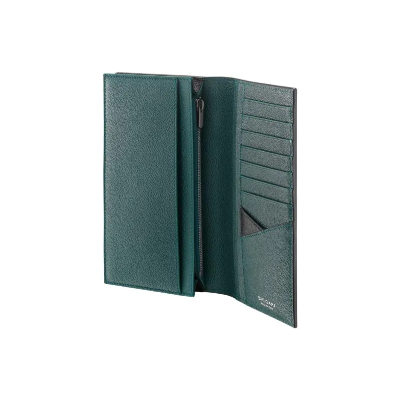 BVLGARI Calfskin Wallet Tubas Men's Black-1