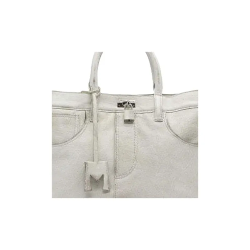 MEDEA Leather Tote Bag, Shopping Bag, Handbag Women's White-3