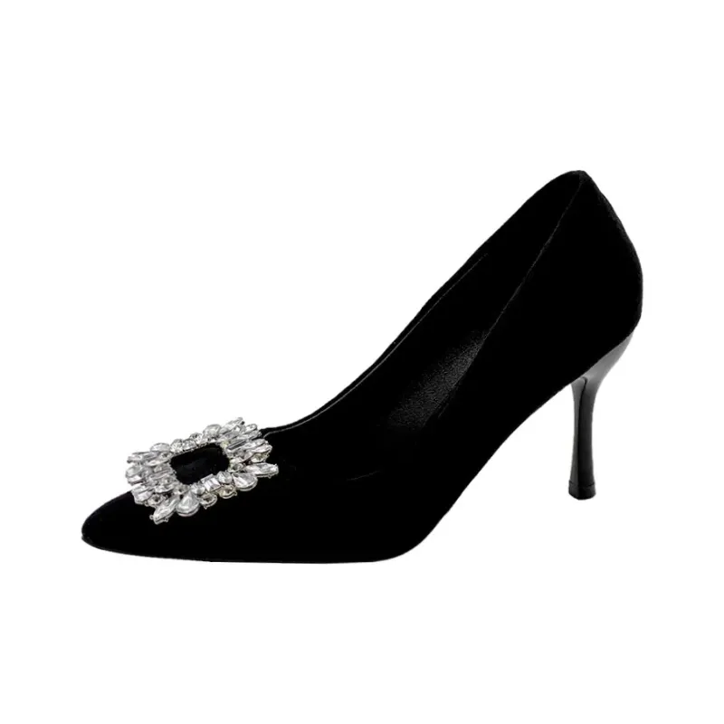 Dawei's House Slim Heel High Heels Women's Black Gift Box Set-0