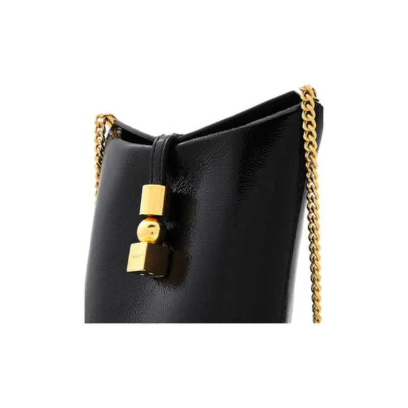 BALLY Cow Leather Bucket Bags Shoulder Bag Crossbody Bag Mini Women's Black-4