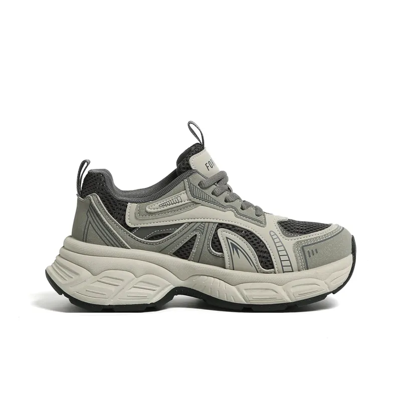 FOREVER 21 Abrasion Resistant Slip Resistant Low Top Chunky Sneakers Women's Gray-1