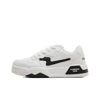 HUANQIU Slip Resistant Shock Absorbers With Abrasion Resistant Properties Low Top Skateboard Shoes Men's White Black