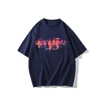 FONDLOOK T-Shirts Unisex Navy Blue