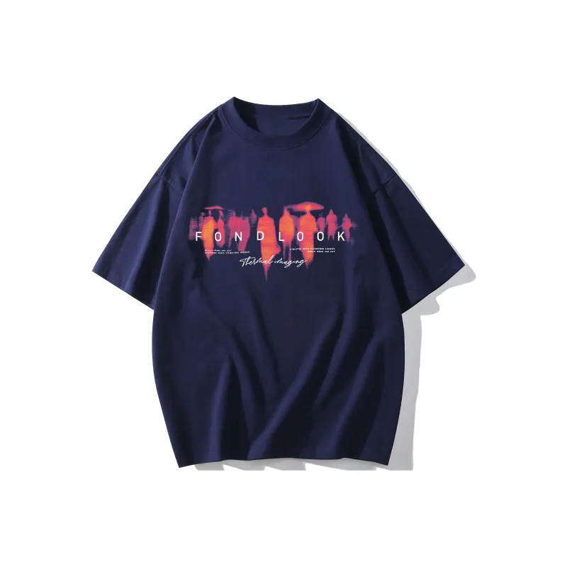 FONDLOOK T-Shirts Unisex Navy Blue-0