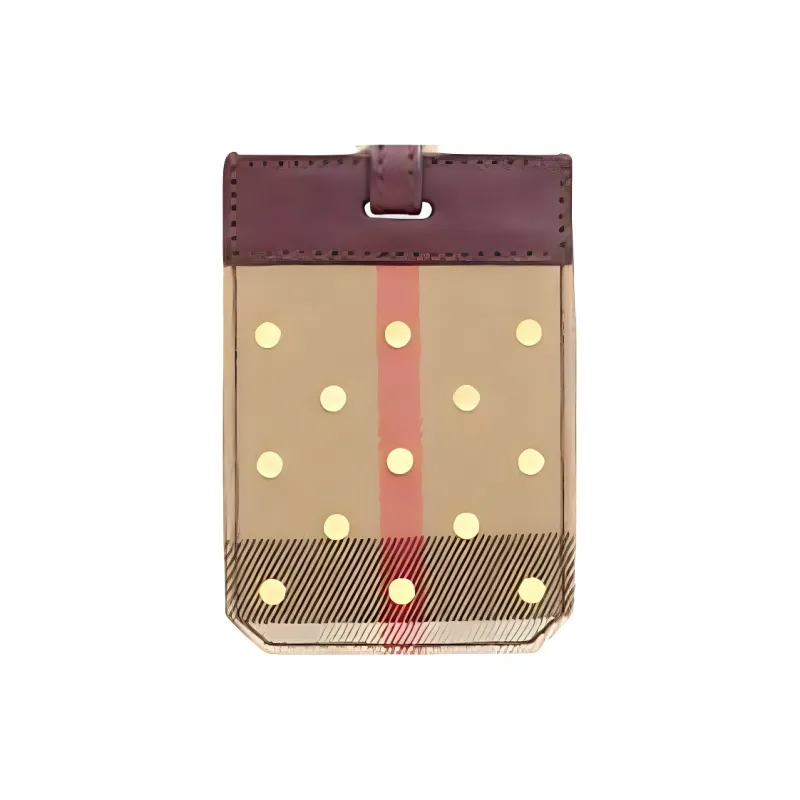 Burberry Leather Luggage Tag Women's Red & Brown Umber-4