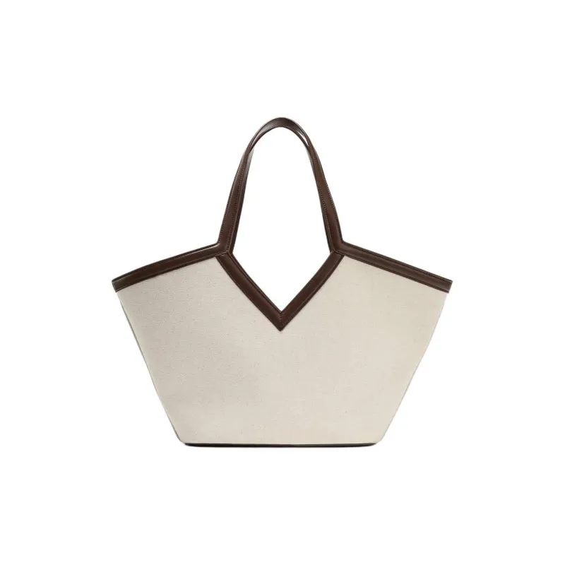 ZARA Cotton Tote Bag, Shopping Bag, Shoulder Bag Tubas Women's White-0