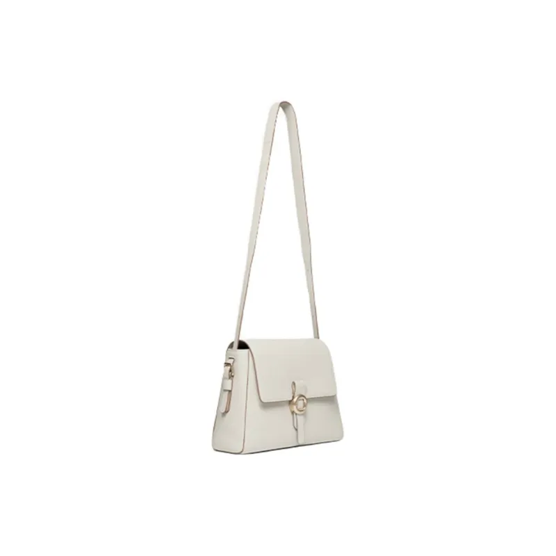 ZESH Litchi Grain Calfskin Shoulder Bag Medium Size Women's Ecru-1