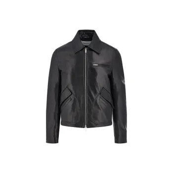 FERRAGAMO Leather Jacket Men's Black