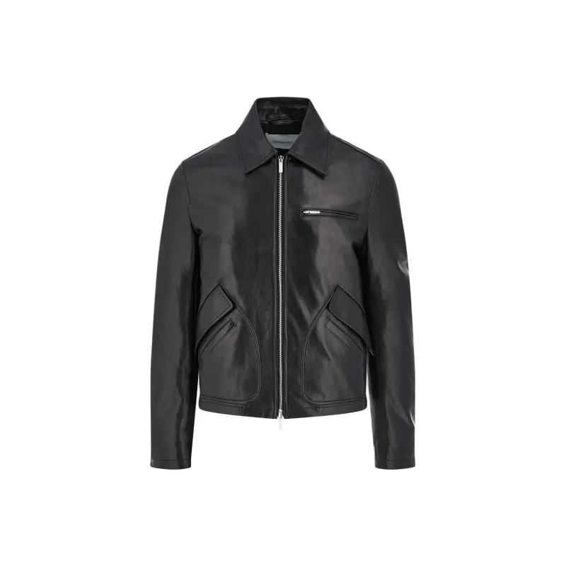 FERRAGAMO Leather Jacket Men's Black-0