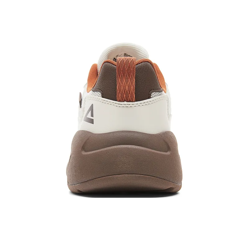 PEAK Sea Cushioning Height Increasing Lightweight Breathable Slip Resistant Low Top Chunky Sneakers Men's White Brown-4