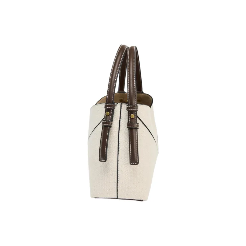ZARA Cotton Tote Bag, Shopping Bag, Shoulder Bag, Crossbody Bag, Handbag Mini Women's White-3