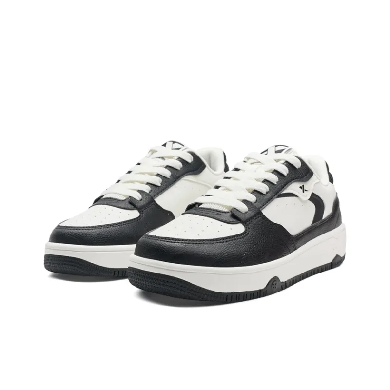 XTEP Abrasion Resistant Lightweight Slip Resistant Low Top Skateboard Shoes Men's Black Canvas White-2