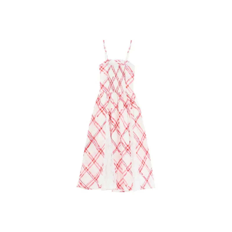 ZXZA Slip Dresses Women's Cherry Red Plaid-1