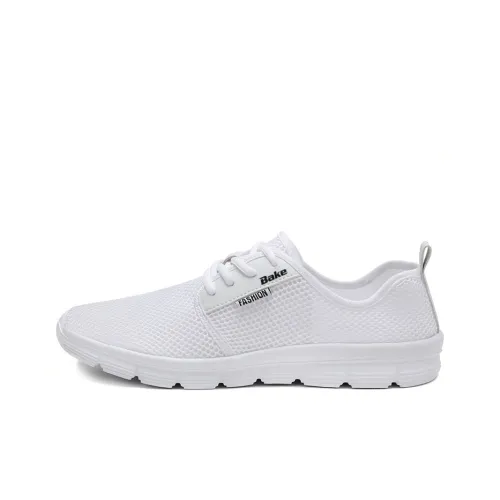 BAKE Lightweight Anti Slip Low Top Skateboard Shoes Mens White Yellow