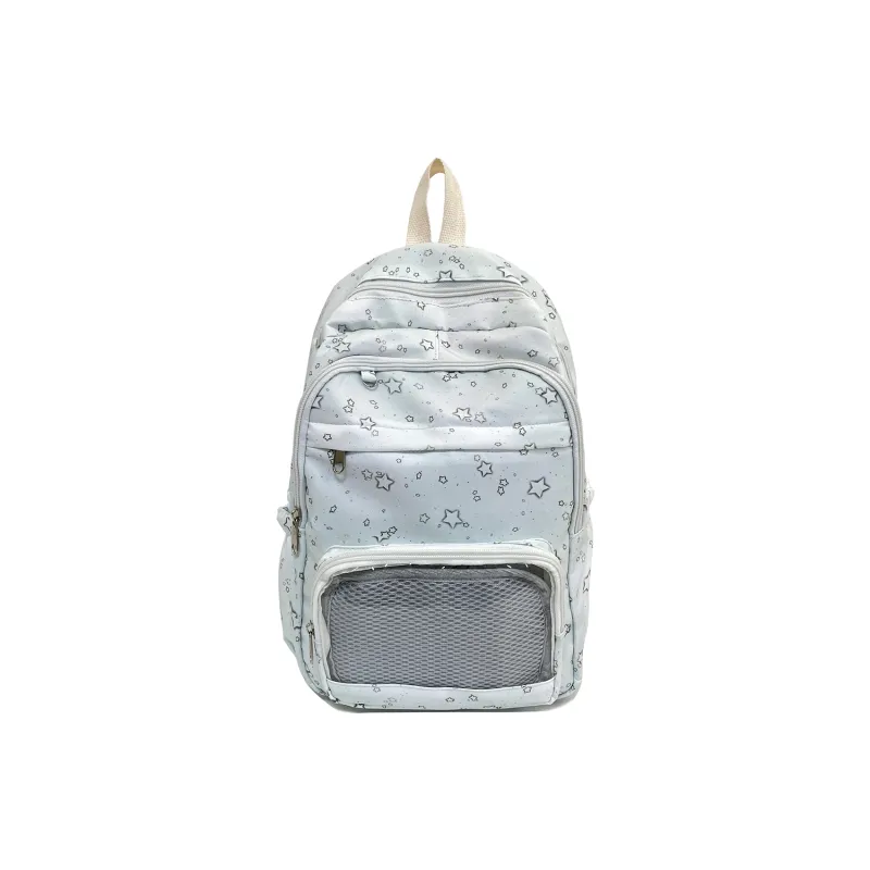 Kewuku Nylon Ita Bag Backpack Unisex Light Green/Light Blue-4
