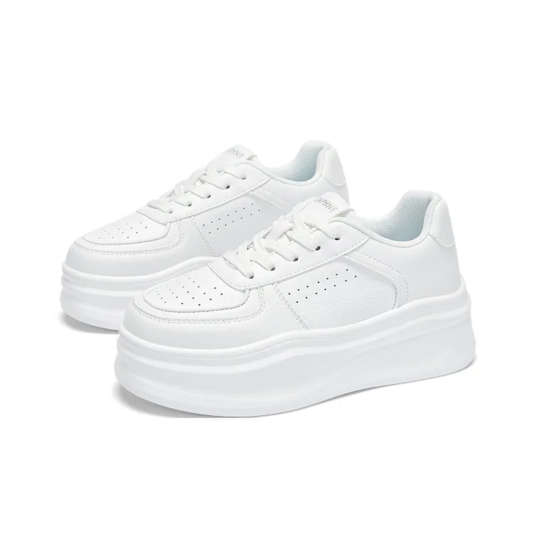 DAPHNE Height Increasing Low Top Skateboard Shoes Women's White-2