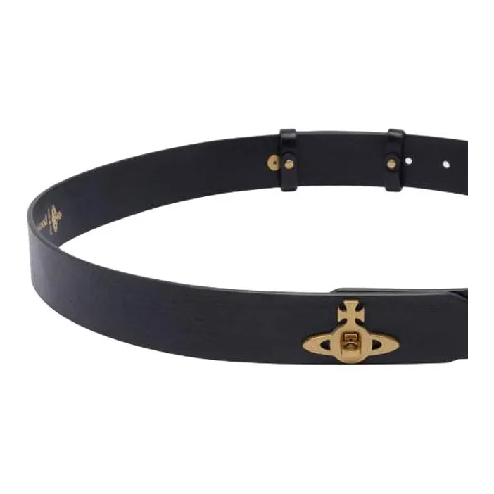 Vivienne Westwood Calfskin Leather Belts Women's Black 3.5CM-1