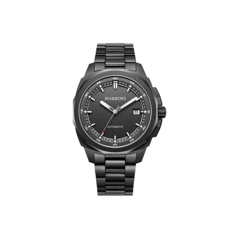 ROSSINI Medallion Collection Automatic Mechanical Movement Stainless Steel Watchband Watch Men's Watches Black Dial-0