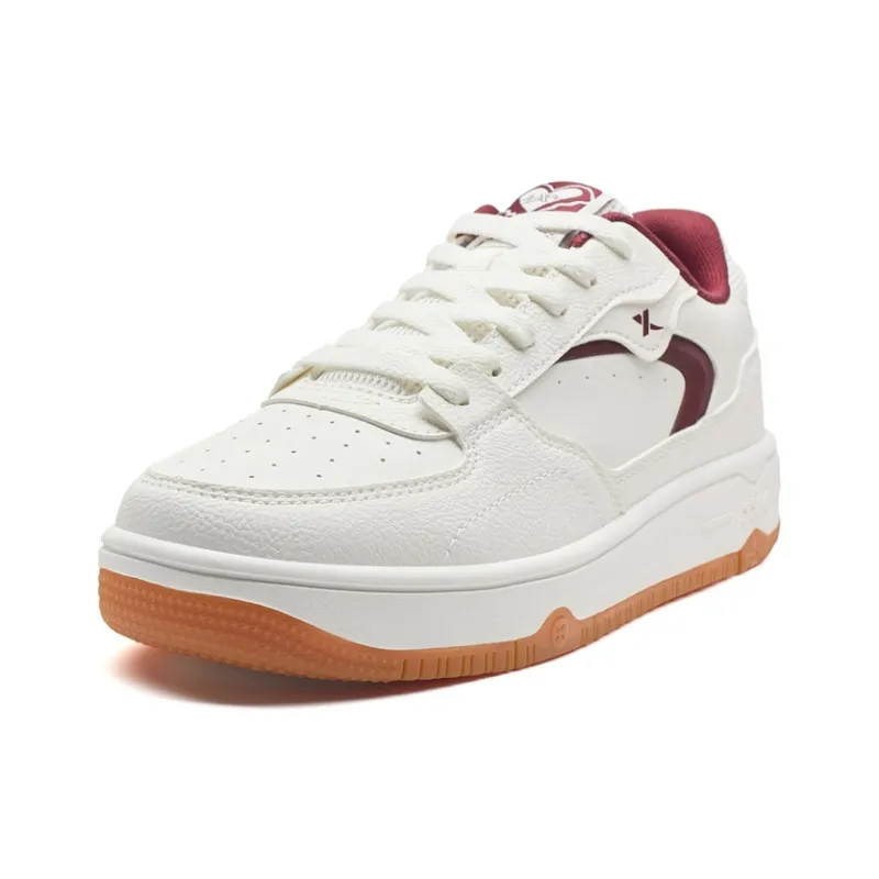 XTEP Wear resistant And Lightweight Low Top Skateboard Shoes Women's White Red-1