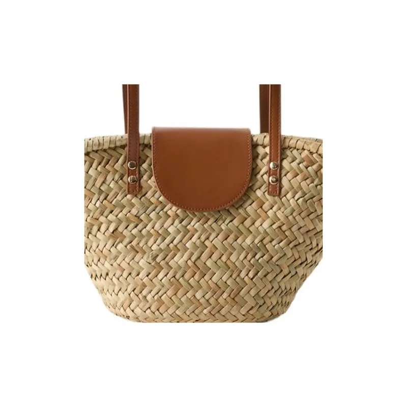 ZARA Wheat Straw Combined With Polyurethane One Shoulder Handbags Regular Women's Light Beige Yellow-2